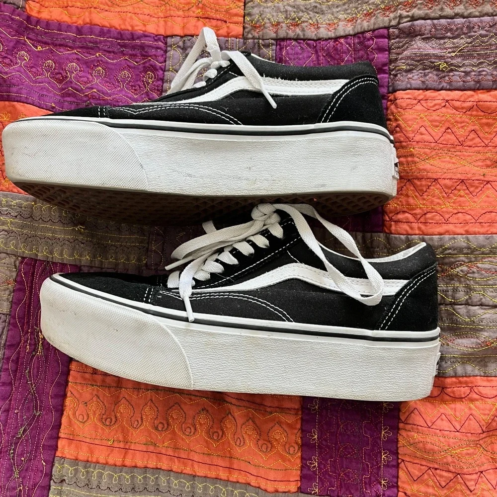 VANS Old Skool Stackform Sneaker Black & White Unisex Size M: 6.5 W: 8 - Picture 3 of 6
